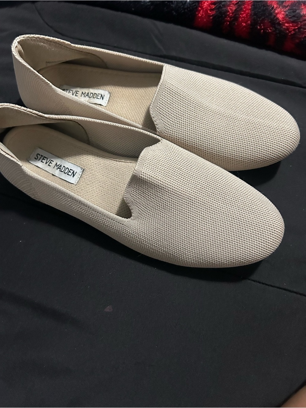 Steve Madden Neutral Beige Knit Slip-On Loafers